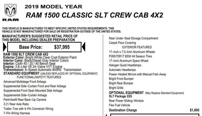 2019 RAM 1500 Classic SLT