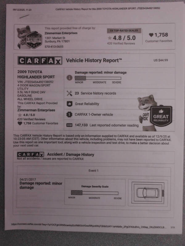 2009 Toyota Highlander Sport