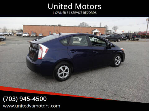 2014 Toyota Prius for sale at United Motors in Fredericksburg VA