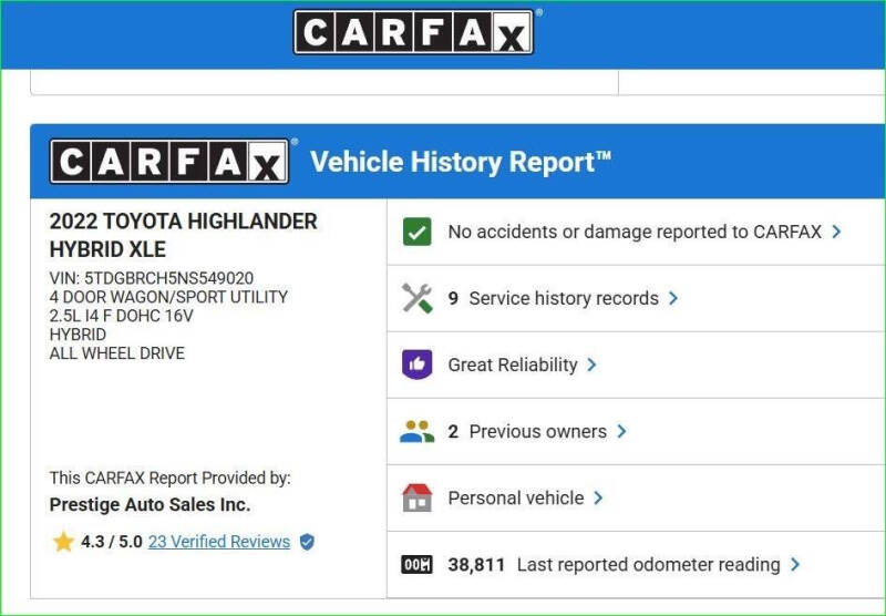 2022 Toyota Highlander Hybrid XLE
