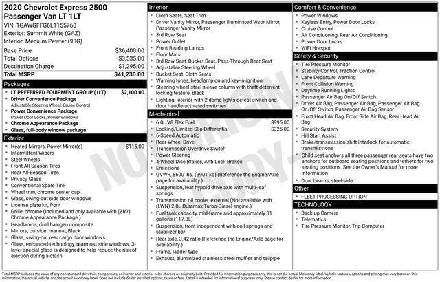 2020 Chevrolet Express LT 2500