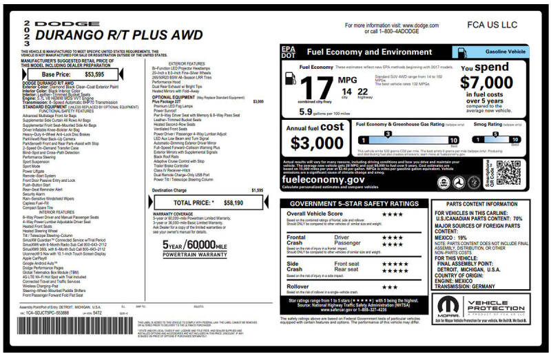 2023 Dodge Durango R/T Plus