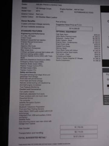 2012 Aston Martin V8 Vantage