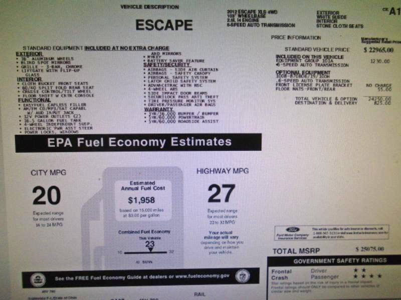 2012 Ford Escape XLS