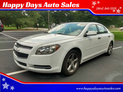 2012 Chevrolet Malibu for sale at Happy Days Auto Sales in Piedmont SC