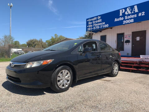 2012 Honda Civic for sale at P & A AUTO SALES in Houston TX
