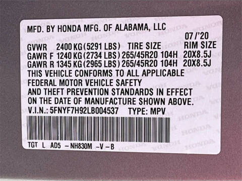 2020 Honda Passport Touring