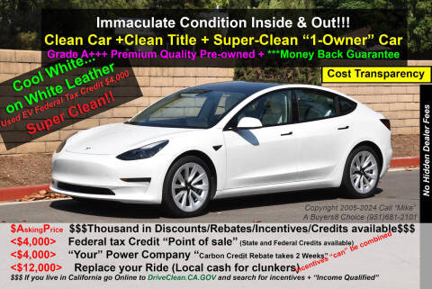 2021 Tesla Model 3 for sale at A Buyers Choice in Jurupa Valley CA