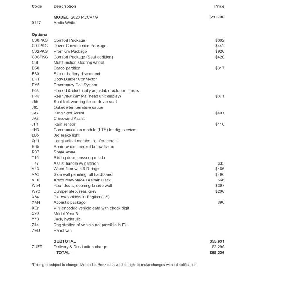 2023 Mercedes-Benz Sprinter for sale at New Sprinter Vans in Fort Mitchell, KY