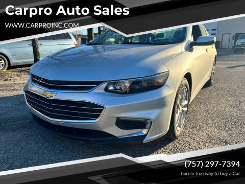 2016 Chevrolet Malibu for sale at Carpro Auto Sales in Chesapeake VA