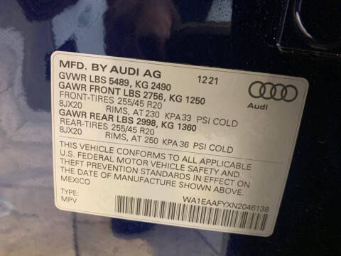 2022 Audi Q5 quattro S line Prem Plus 45 TFSI