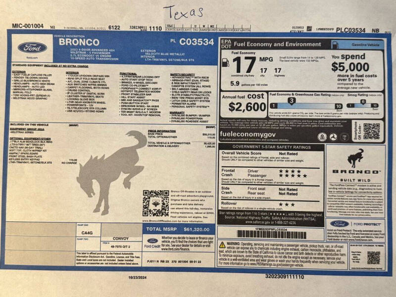 2023 Ford Bronco Wildtrak Advanced