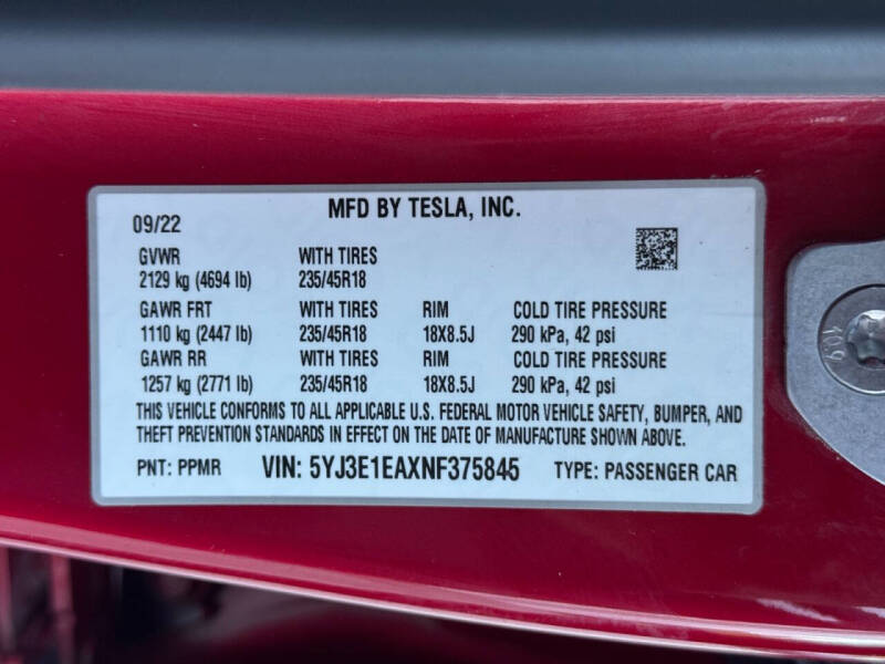2022 Tesla Model 3
