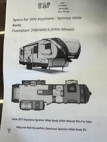 2017 Keystone RV Sprinter
