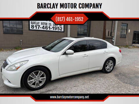 2013 Infiniti G37 Sedan for sale at BARCLAY MOTOR COMPANY in Arlington TX