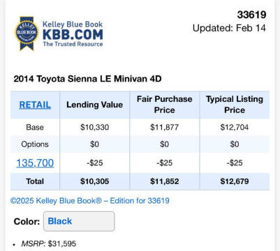 2014 Toyota Sienna LE Mobility 7-Passenger