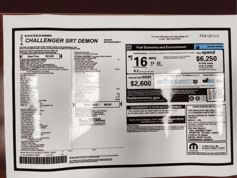 2018 Dodge Challenger SRT Demon