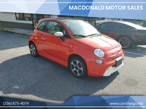 2018 FIAT 500e for sale at MacDonald Motor Sales in High Point NC