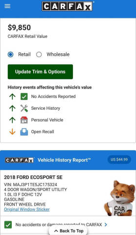 2018 Ford EcoSport SE