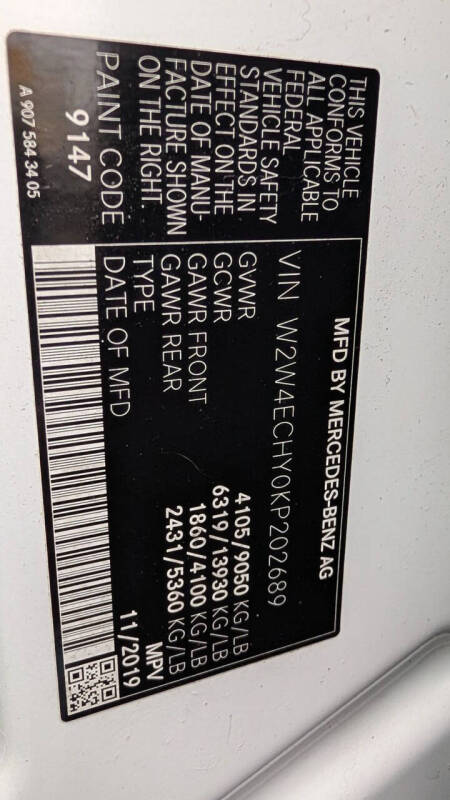 2019 Freightliner Sprinter 2500