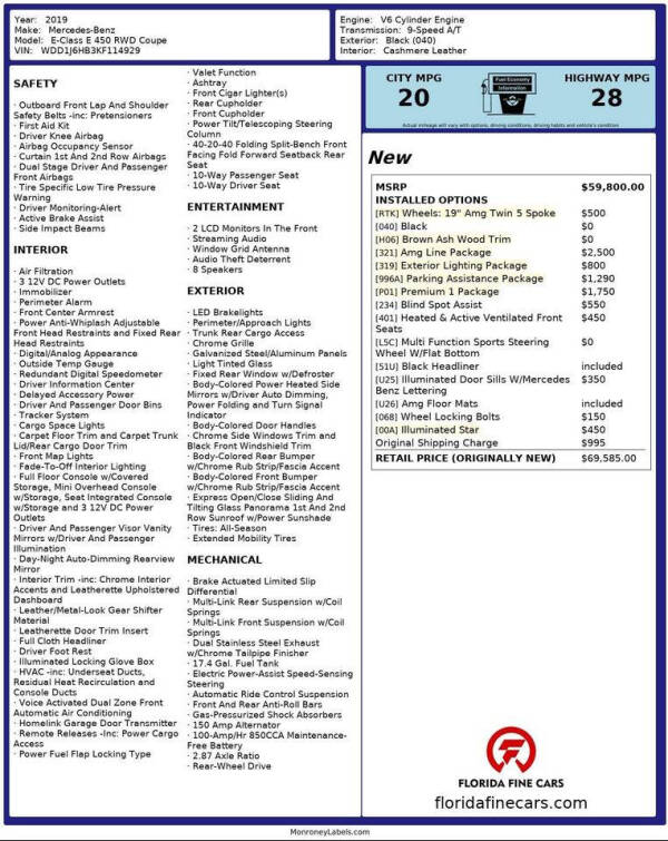 2019 Mercedes-Benz E-Class E 450