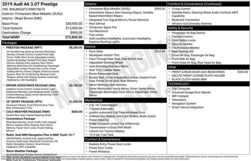2019 Audi A6 quattro Prestige 55 TFSI