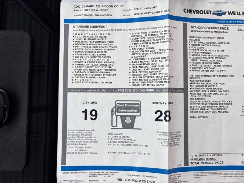 2002 Chevrolet Camaro Z28