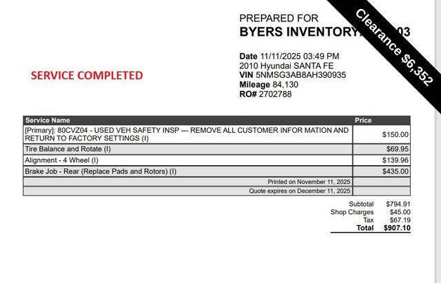 2010 Hyundai Santa Fe GLS