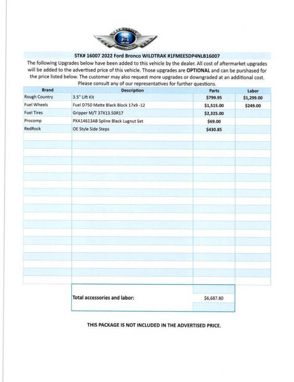 2022 Ford Bronco Wildtrak Advanced