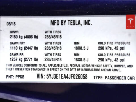 2018 Tesla Model 3 Long Range