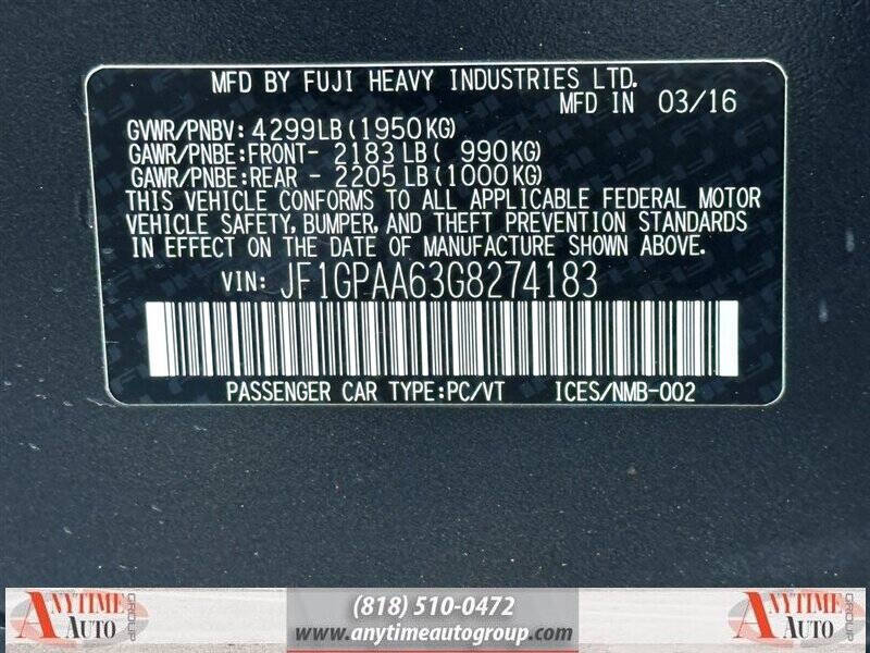 2016 Subaru Impreza 2.0i