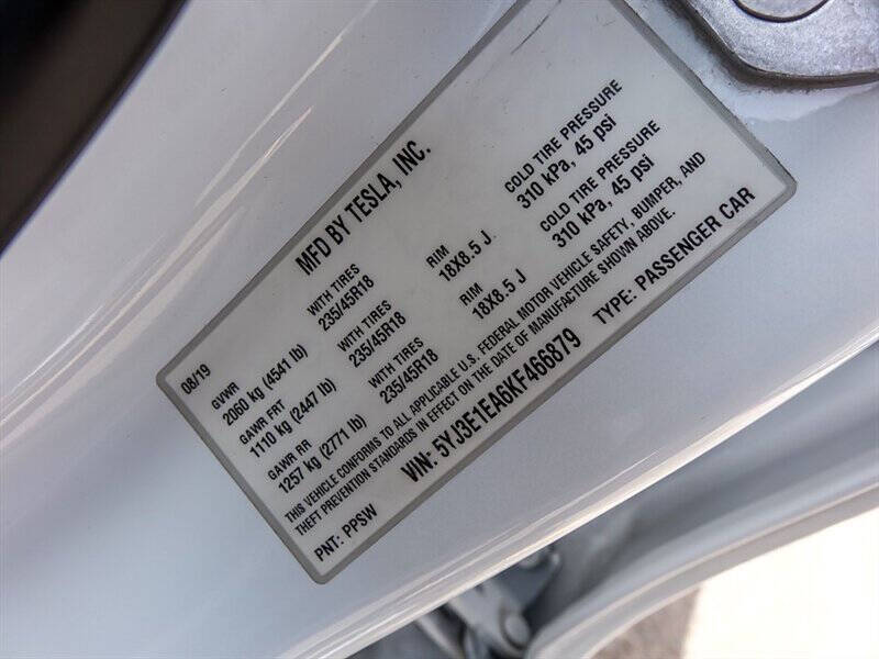 2019 Tesla Model 3 Standard Range Plus