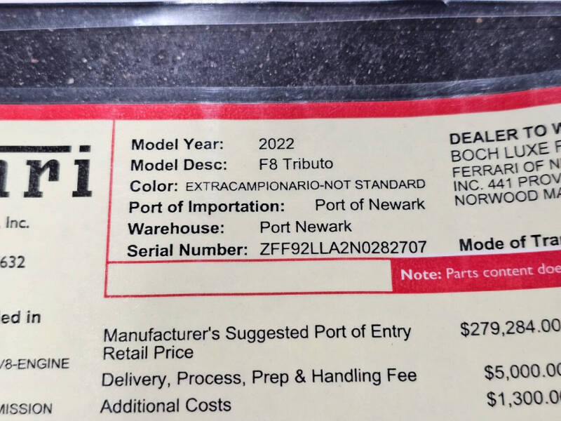 2022 Ferrari F8 Tributo