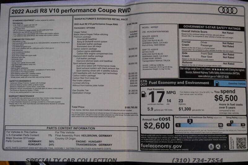 2022 Audi R8 5.2 V10 performance