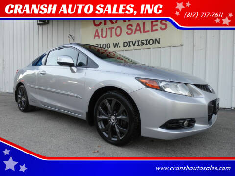 2012 Honda Civic for sale at CRANSH AUTO SALES, INC in Arlington TX