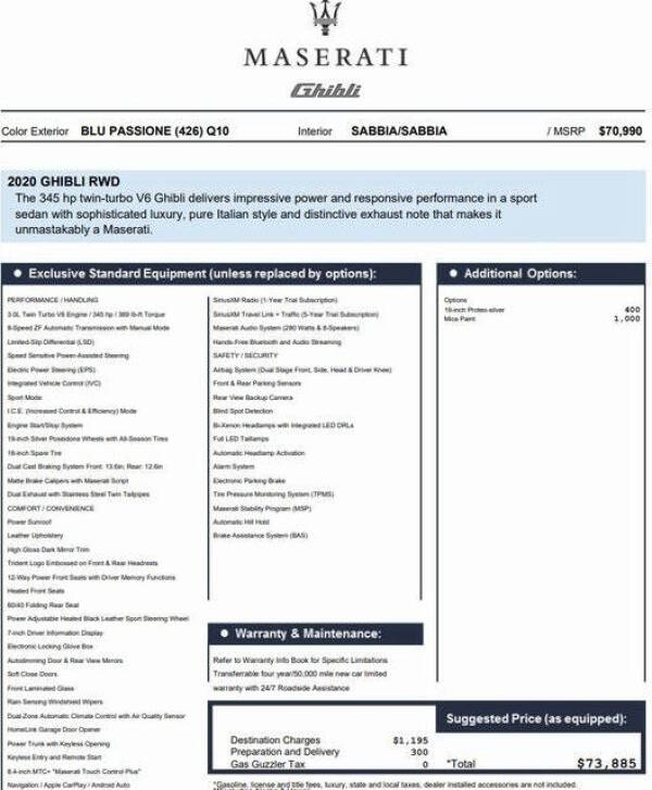 2020 Maserati Ghibli