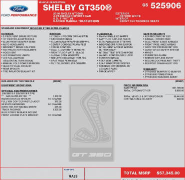 2016 Ford Mustang Shelby GT350