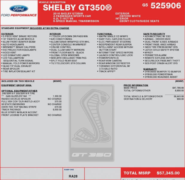 2016 Ford Mustang Shelby GT350