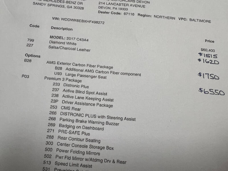 2017 Mercedes-Benz C-Class AMG C 43