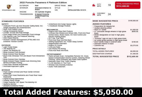 2022 Porsche Panamera 4 Platinum Edition