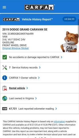 2019 Dodge Grand Caravan SE