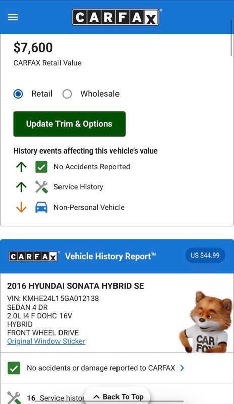 2016 Hyundai Sonata Hybrid SE