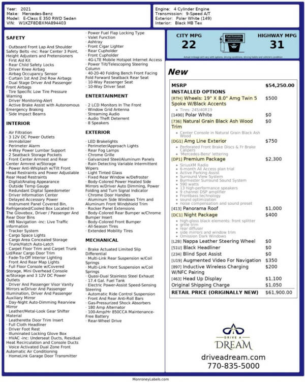2021 Mercedes-Benz E-Class E 350