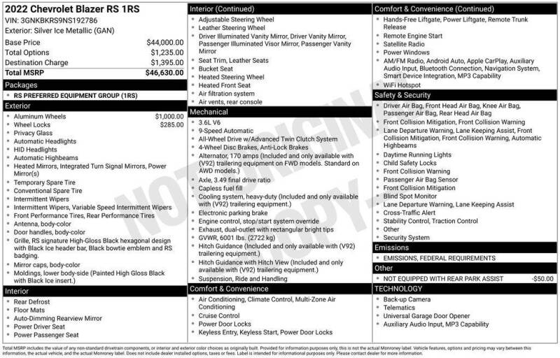 2022 Chevrolet Blazer RS