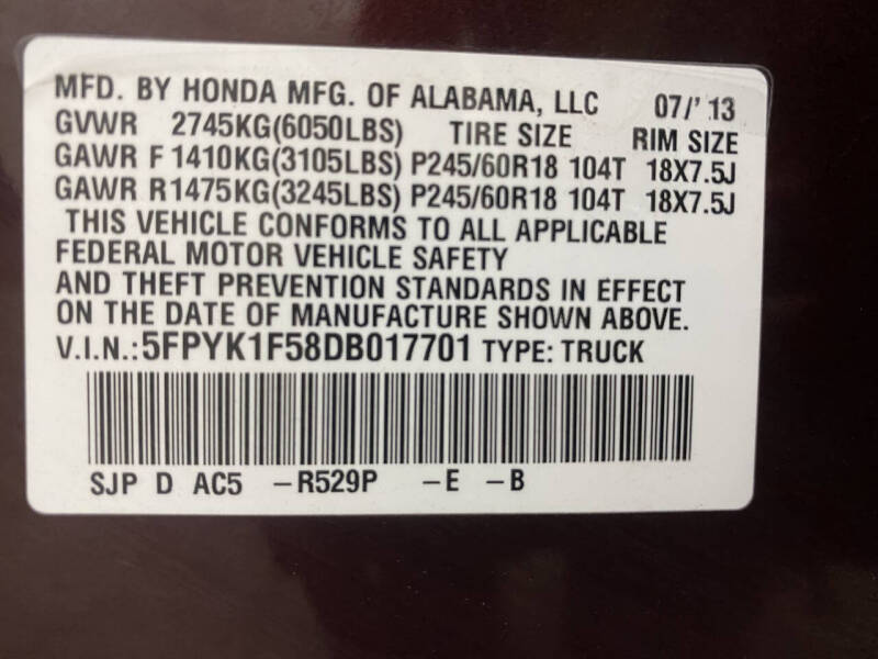 2013 Honda Ridgeline RTL