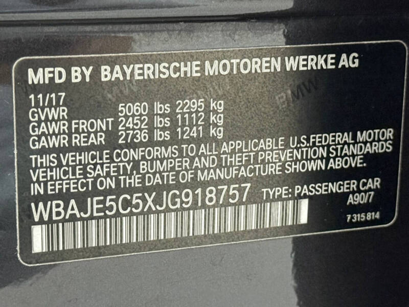 2018 BMW 5 Series 540i