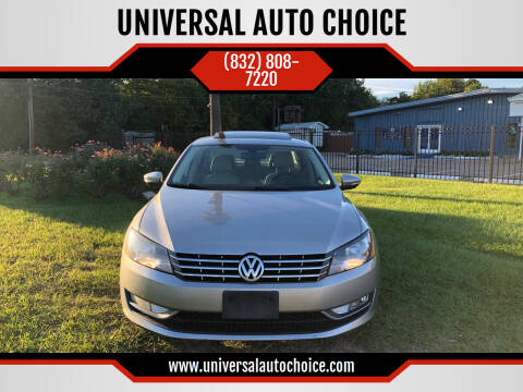 2012 Volkswagen Passat for sale at UNIVERSAL AUTO CHOICE in Houston TX