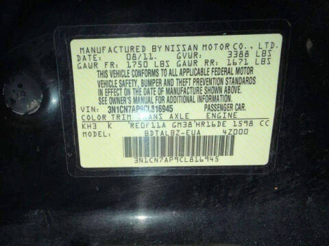 2012 Nissan Versa 1.6 SV