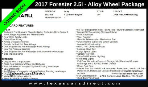 2017 Subaru Forester 2.5i