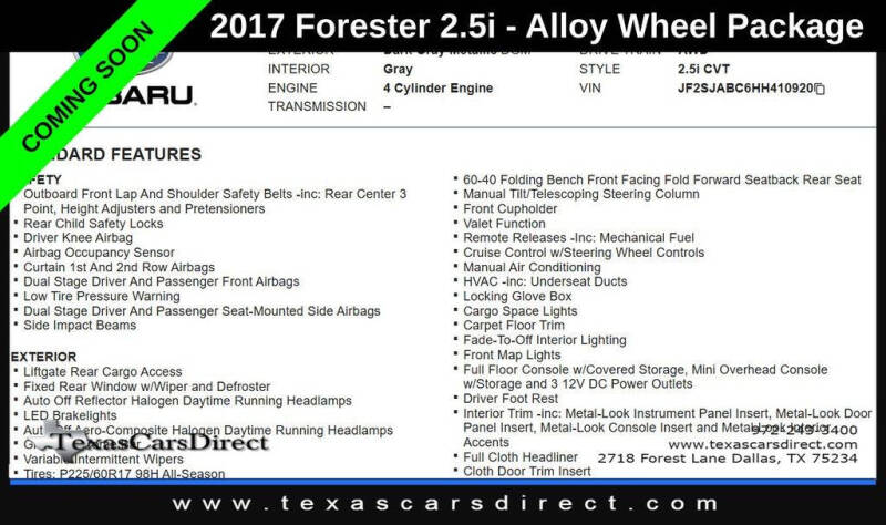 2017 Subaru Forester 2.5i